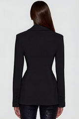 Structured Double-Breasted Blazer in Black