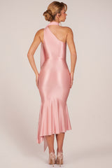 Scarf-Detail Midaxi Dress in Blush