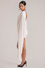 Draped Cape Mini Dress in Vanilla
