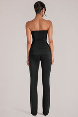 Mid-Rise Fitted Trousers in Black