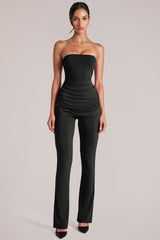 Mid-Rise Fitted Trousers in Black
