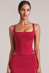 Square-Neck Top in Cherry Red