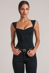 Sweetheart-Neck Bodysuit in Black