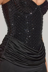 Embellished Corset Maxi Dress in Black
