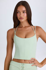 Strappy Halterneck Corset Top in Green
