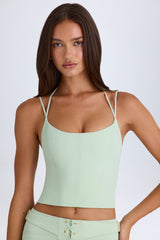 Strappy Halterneck Corset Top in Green