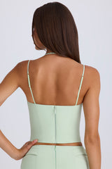 Strappy Halterneck Corset Top in Green
