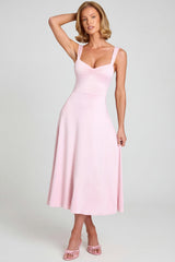 Sweetheart-Neck Ruched Midaxi Dress in Blush