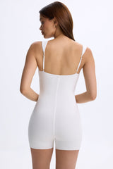 Modal Sweetheart-Neck Unitard in White