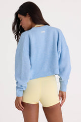 Knit Cropped Cardigan in Powder Blue