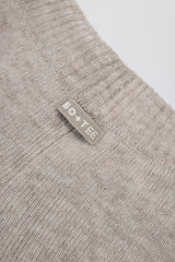 Knit Mid-Rise Wide-Leg Joggers in Beige