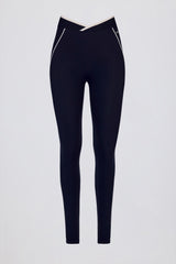 Soft Active Crossover Contrast Leggings in Midnight