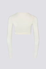Soft Jersey Wrap Crop Top in White