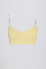 Soft Active Sweetheart-Neck Contrast Sports Bra in Lemon