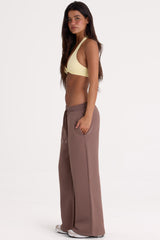 Brushed Jersey Wide-Leg Joggers in Cocoa