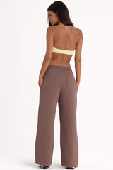 Brushed Jersey Wide-Leg Joggers in Cocoa