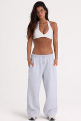 Brushed Jersey Wide-Leg Joggers in Grey Marl