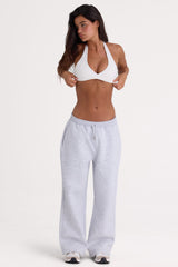Brushed Jersey Wide-Leg Joggers in Grey Marl