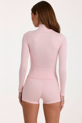 Soft Active Zip-Up Jacket in Blush Marl