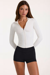 Soft Active Zip-Up Jacket in Coconut