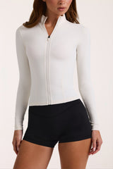 Soft Active Zip-Up Jacket in Coconut