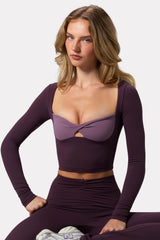 Soft Active Twist-Front Crop Top in Plum