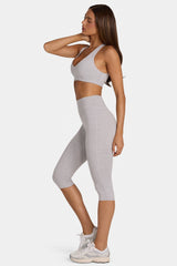 Soft Active Capri Leggings in Grey Marl