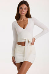 Soft Knit Wrap Top in Ivory