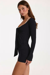 ButterCloud™ Tie-Front Top in Black