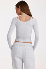 ButterCloud™ Layered Top in Grey Marl