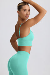 Define Luxe V-Neck Sports Bra in Mint