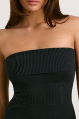 Chunky Knit Bandeau Kick Flare Jumpsuit in Black
