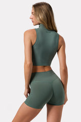 Soft Active Turtleneck Tank Top in Khaki