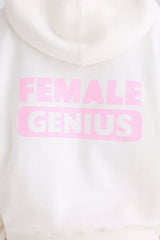 Textured Cotton Jersey Graphic Print Hoodie in White
