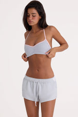 Brushed Jersey Elasticated Mini Shorts in Fog Grey