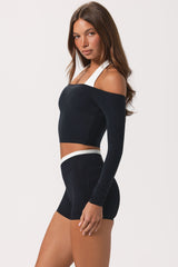 Soft Jersey Off-Shoulder Top in Black