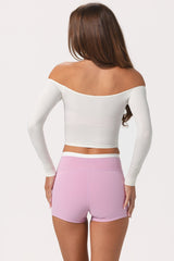 Soft Jersey Off-Shoulder Top in Coconut
