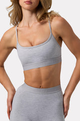 Soft Active Cross-Back Sports Bra in Grey Marl