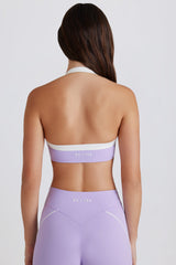 Soft Active Twist-Front Halterneck Sports Bra in Lavender