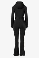 Waterproof Hooded Fitted Ski Suit in Black