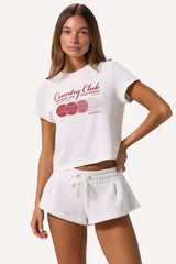 Cropped Graphic T-Shirt in Ivory