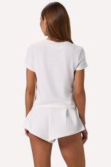 Cropped Graphic T-Shirt in Ivory
