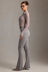 Low-Rise Flared Trousers in Grey