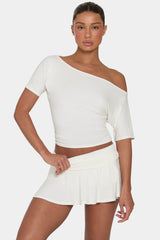 ButterCloud™ Slouchy Off-Shoulder Top in Coconut