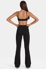 Soft Active V-Waist Flared Leggings in Black