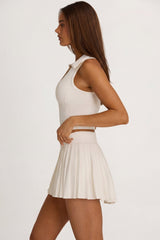 Soft Active Polo Crop Top in Coconut