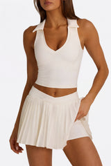 Soft Active Polo Crop Top in Coconut