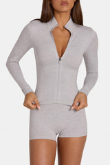 Soft Active Zip-Up Jacket in Grey Marl
