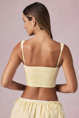 Bow-Detail Crop Top in Lemon Yellow Stripe