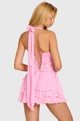 Embellished Corset Mini Dress in Blossom
